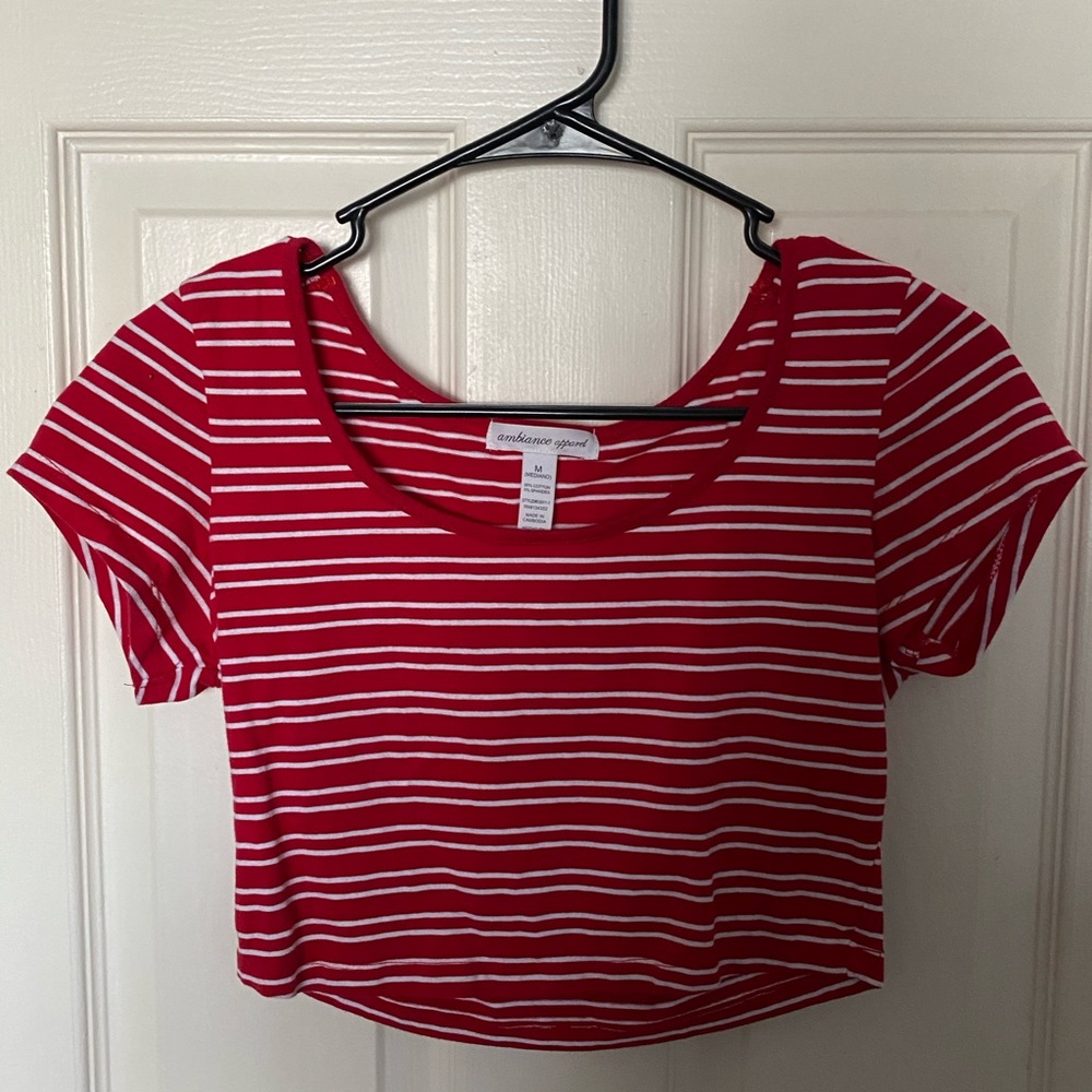 Red and white striped crop top